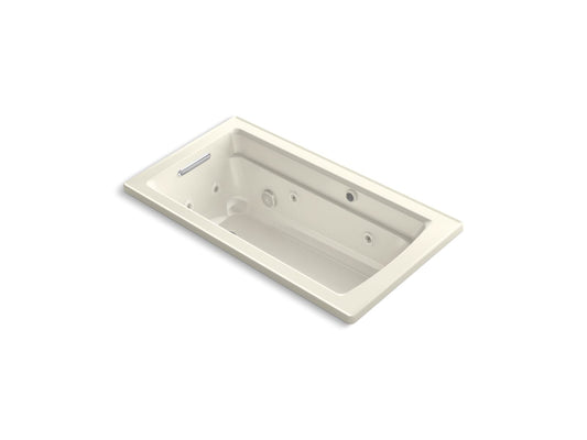 KOHLER K-1122-XHGH-96 Archer 60" X 32" Drop-In Heated Bubblemassage Air Bath And Whirlpool In Biscuit