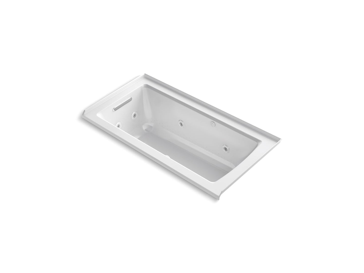 KOHLER K-1947-XHGHL-0 Archer 60" X 30" Alcove Heated Bubblemassage Air Bath And Whirlpool, Left Drain In White
