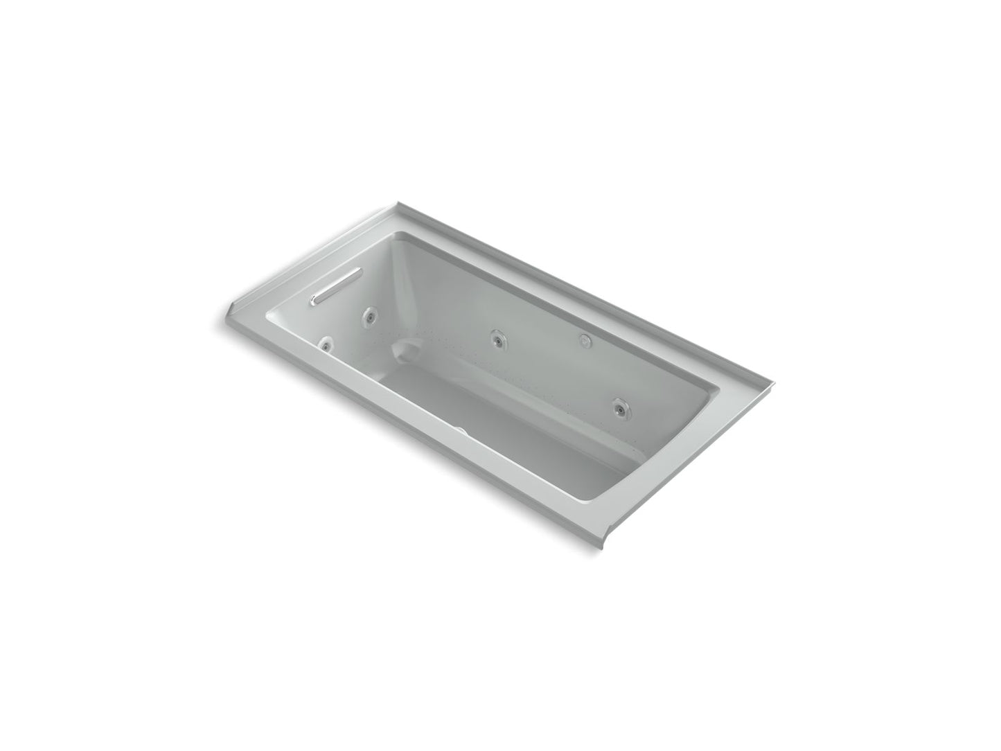 KOHLER K-1947-XHGHL-95 Archer 60" X 30" Alcove Heated Bubblemassage Air Bath And Whirlpool, Left Drain In Ice Grey