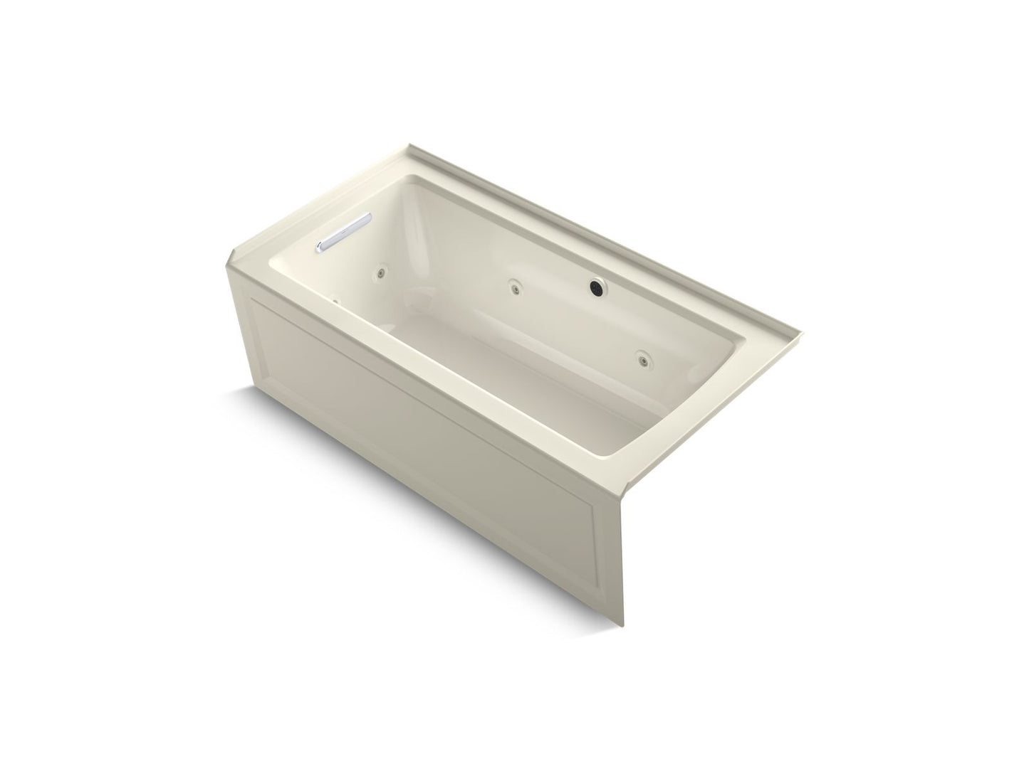 KOHLER K-1947-LAW-96 Archer 60" X 30" Alcove Whirlpool Bath With Bask Heated Surface, Left Drain In Biscuit