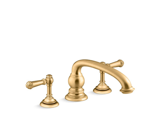 KOHLER K-T98071-4-2MB Artifacts Deck-Mount Bath Faucet Handle Trim With Lever Design In Vibrant Brushed Moderne Brass