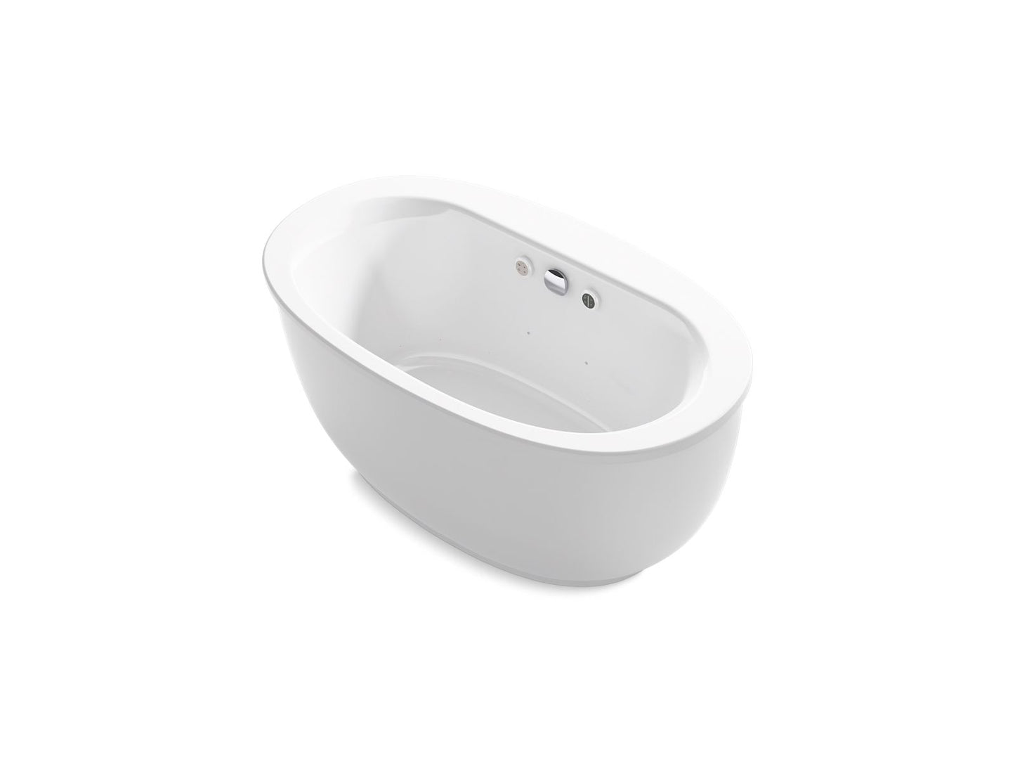 KOHLER K-24009-GHW-0 Sunstruck 60-1/2" X 34-1/2" Freestanding Heated Bubblemassage Air Bath With Bask Heated Surface And Fluted Shroud In White