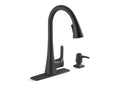 KOHLER K-R22867-SD-BL Matte Black Maxton Pull-down kitchen faucet with soap/lotion dispenser