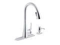 KOHLER K-R22867-SD-CP Polished Chrome Maxton Pull-down kitchen faucet with soap/lotion dispenser