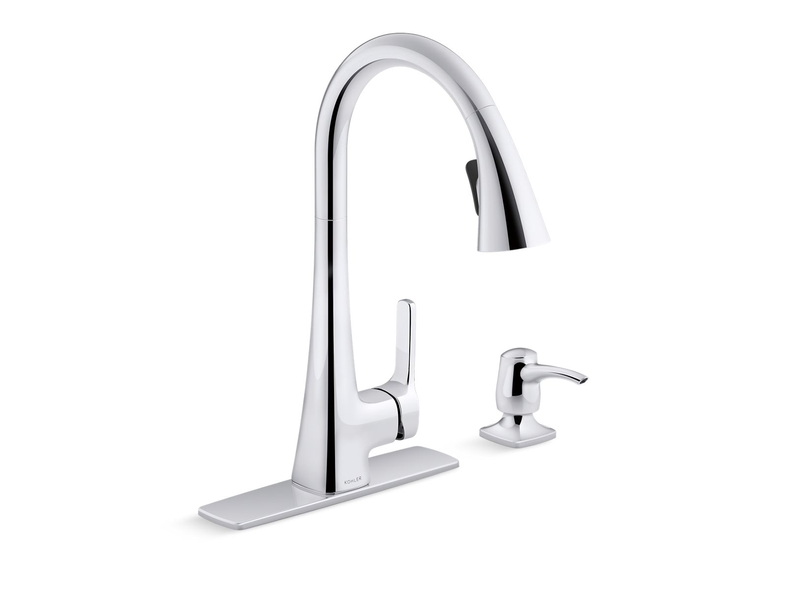 KOHLER K-R22867-SD-CP Polished Chrome Maxton® Pull-down kitchen faucet with soap/lotion dispenser