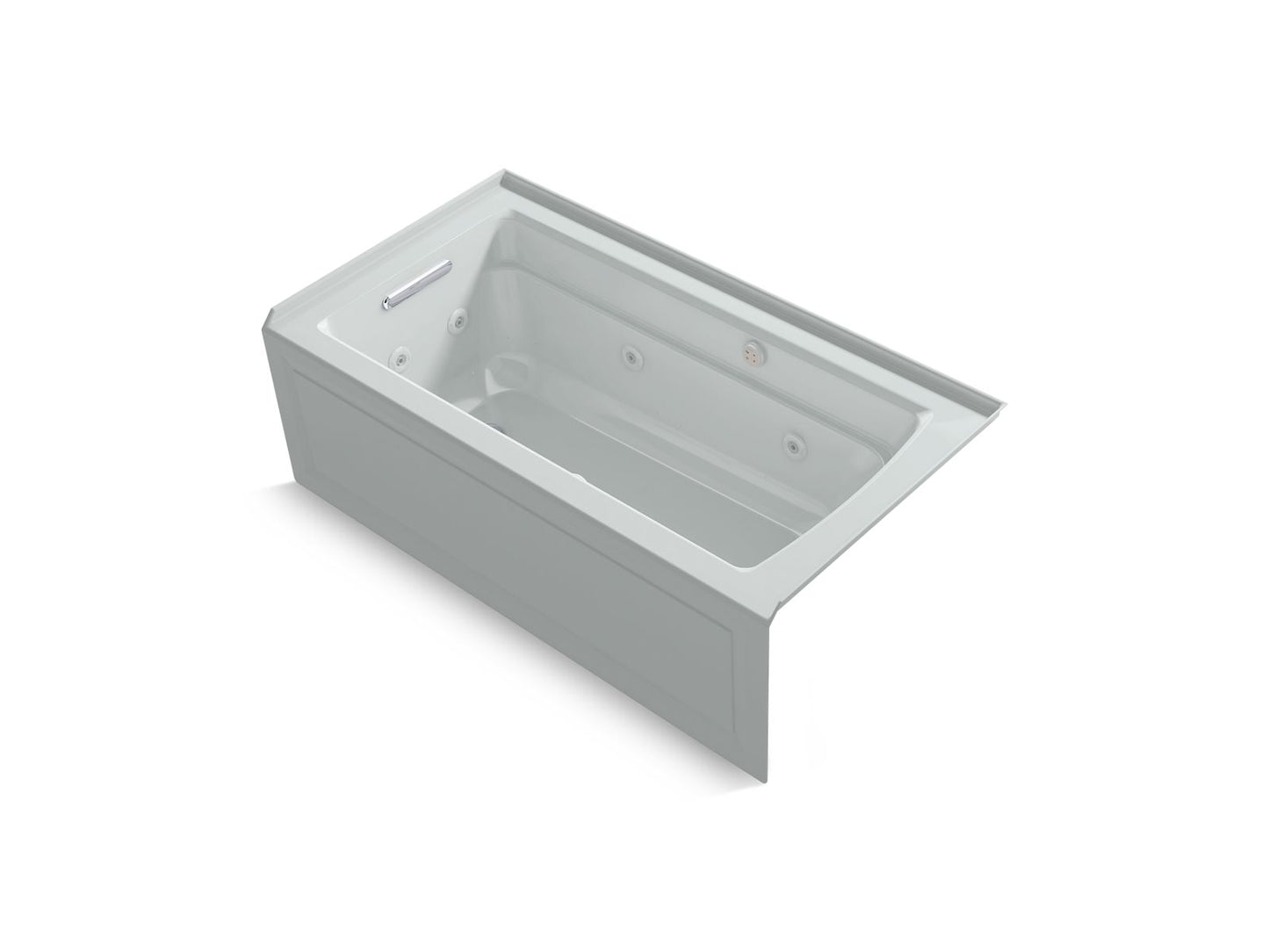 KOHLER K-1122-XGHLA-95 Archer 60" X 32" Alcove Heated Bubblemassage Air Bath And Whirlpool, Left Drain In Ice Grey