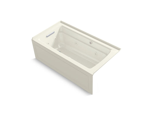 KOHLER K-1122-XGHLA-96 Archer 60" X 32" Alcove Heated Bubblemassage Air Bath And Whirlpool, Left Drain In Biscuit