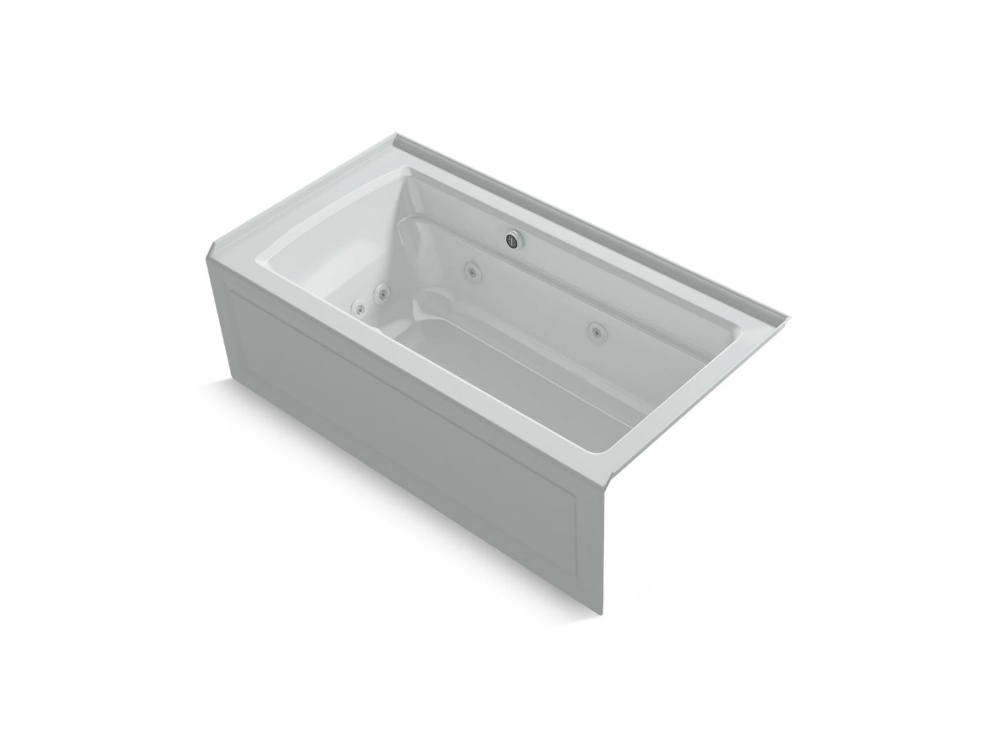 KOHLER K-1122-XGHRA-95 Archer 60" X 32" Alcove Heated Bubblemassage Air Bath And Whirlpool, Right Drain In Ice Grey