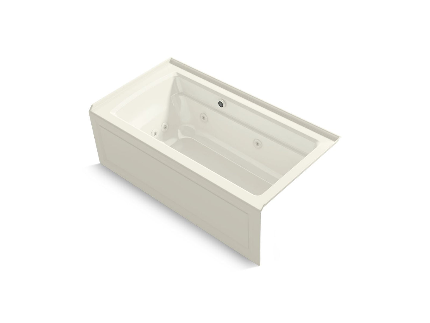 KOHLER K-1122-XGHRA-96 Archer 60" X 32" Alcove Heated Bubblemassage Air Bath And Whirlpool, Right Drain In Biscuit