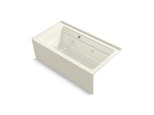 KOHLER K-1122-XGHRA-96 Archer 60" X 32" Alcove Heated Bubblemassage Air Bath And Whirlpool, Right Drain In Biscuit