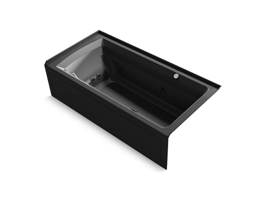 KOHLER K-1124-XGHRA-7 Archer 72" X 36" Alcove Heated Bubblemassage Air Bath And Whirlpool, Right Drain In Black Black