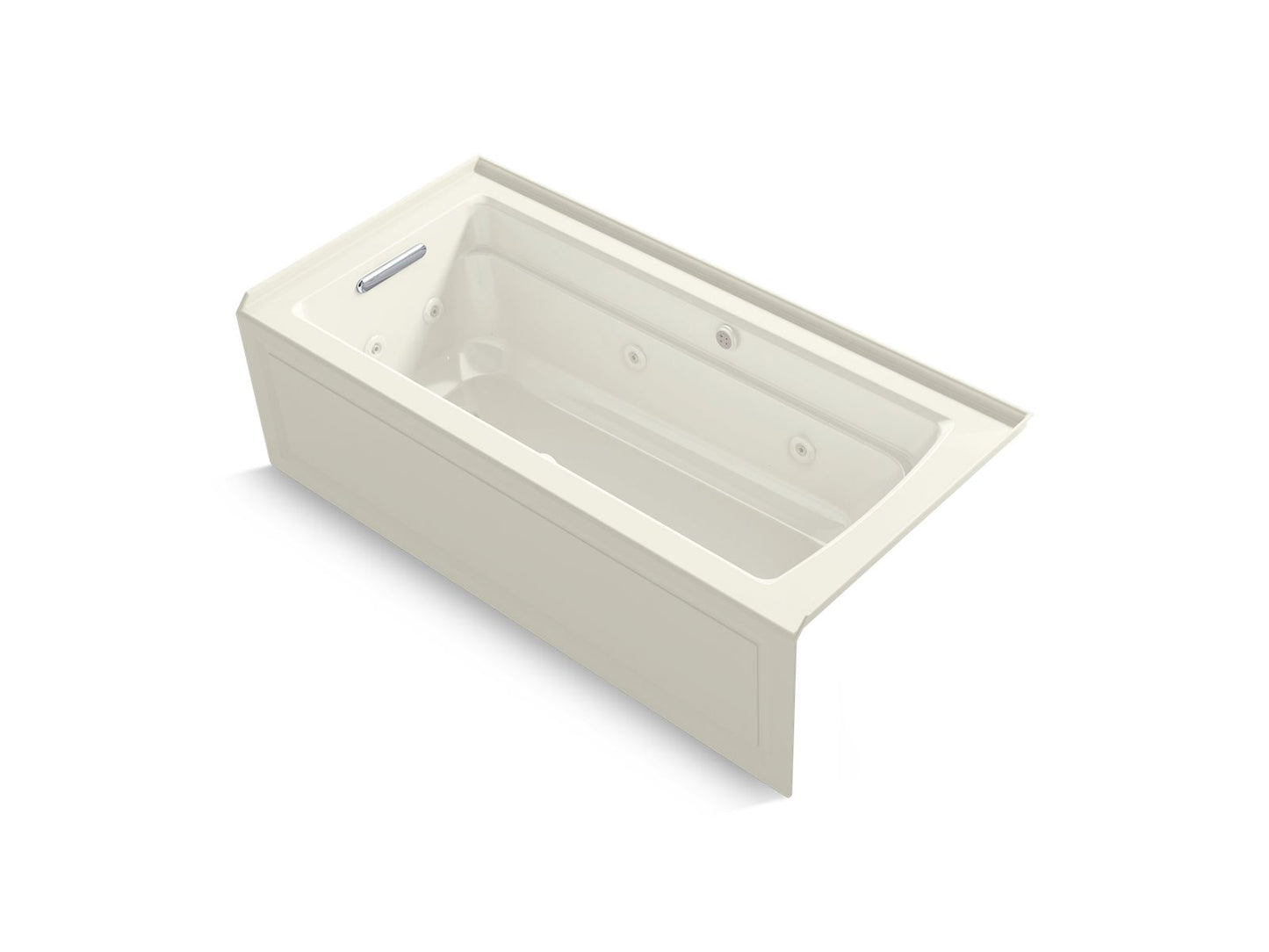 KOHLER K-1949-XGHLA-96 Archer 66" X 32" Alcove Heated Bubblemassage Air Bath And Whirlpool, Left Drain In Biscuit