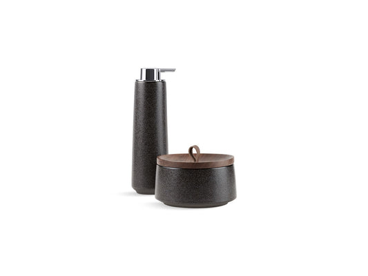 KOHLER K-29591-TB2-HB1 Bente Two-Piece Countertop Accessory Set, Ebony Pearl In Shagreen Ebony Pearl