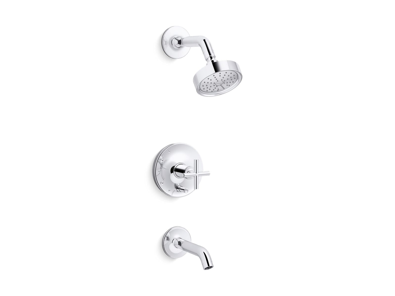 KOHLER K-T14420-3G-BL United States Purist Purist Rite-Temp Bath And Shower Trim Kit With Push-Button Diverter And Cross Handle 1.75 GPM
