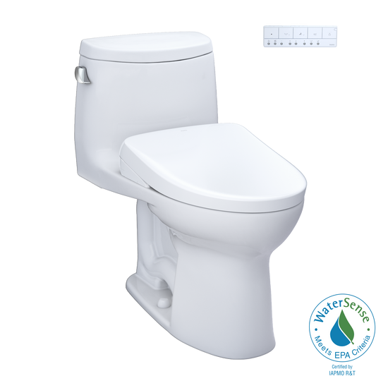TOTO MW6044736CEFG#01 WASHLET+ UltraMax II One-Piece Elongated 1.28 GPF Toilet and WASHLET+ S7A Contemporary Bidet Seat , Cotton White