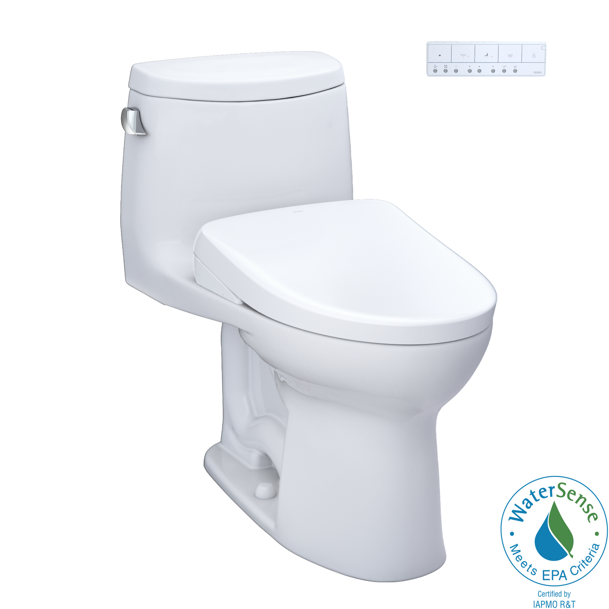 TOTO MW6044726CEFG#01 WASHLET+ UltraMax II One-Piece Elongated 1.28 GPF Toilet and WASHLET+ S7 Contemporary Bidet Seat , Cotton White