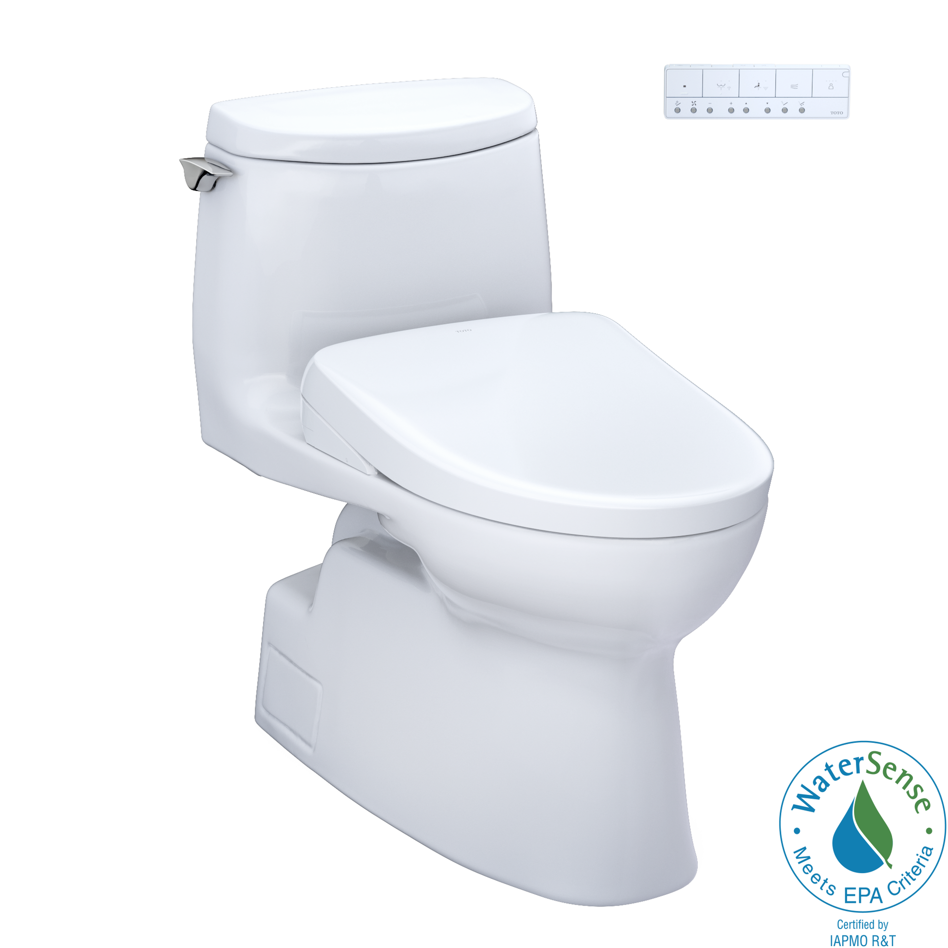 TOTO MW6144736CUFGA#01 WASHLET+ Carlyle II 1G One-Piece Elongated 1.0 GPF Toilet with Auto Flush WASHLET+ S7A Contemporary Bidet Seat , Cotton White