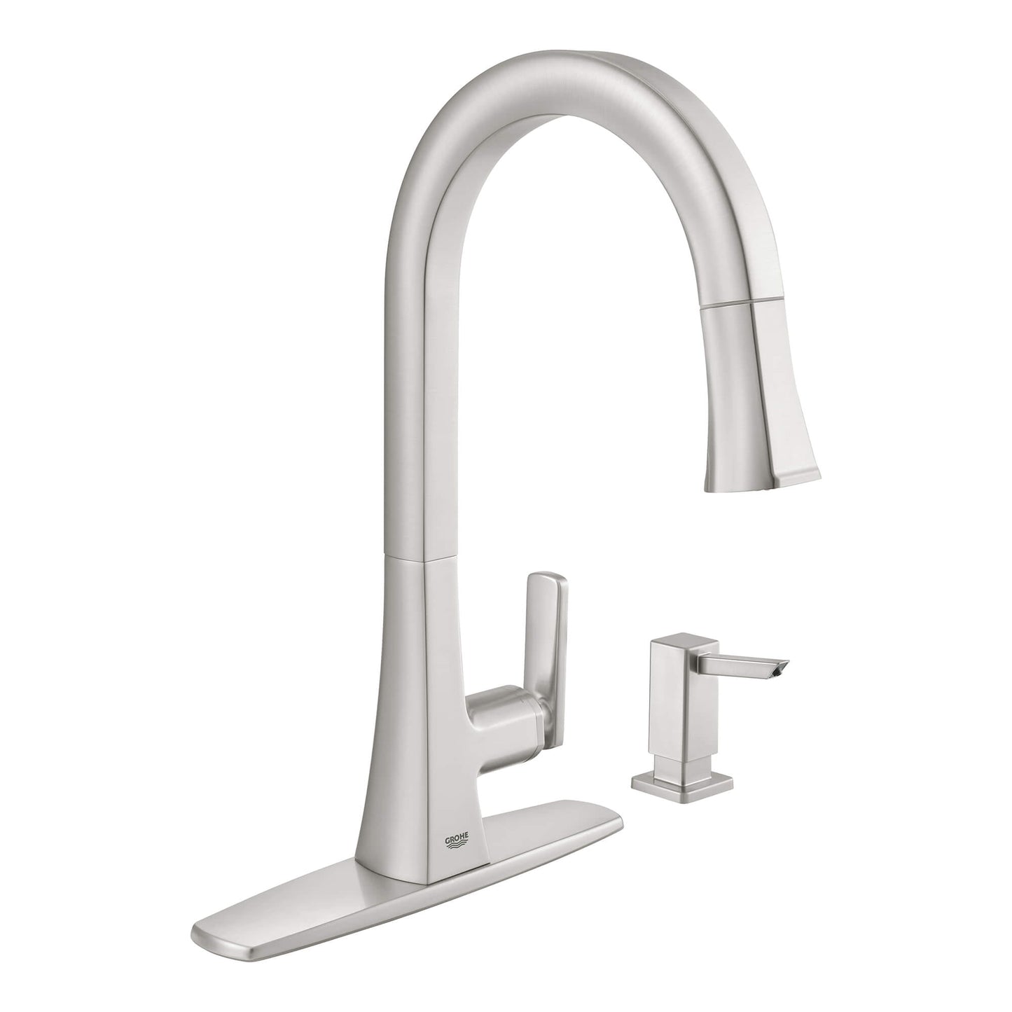 GROHE 30365DC0 Carre Supersteel Single-Handle Pull Down Kitchen Faucet Dual Spray 1.75 GPM