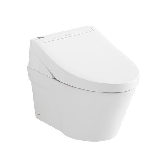 TOTO CWT4263084CMFG#MS WASHLET+ AP Wall-Hung Elongated Toilet and WASHLET C5 and DuoFit In-Wall 0.9 and 1.28 GPF Dual-Flush Tank System , Matte Silver