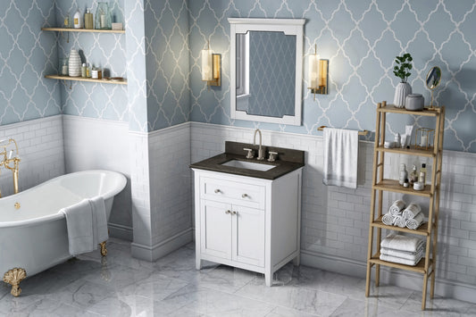 JEFFREY ALEXANDER VKITCHA30WHLSR 30" White Chatham Vanity, Blue Limestone Vanity Top, undermount rectangle bowl